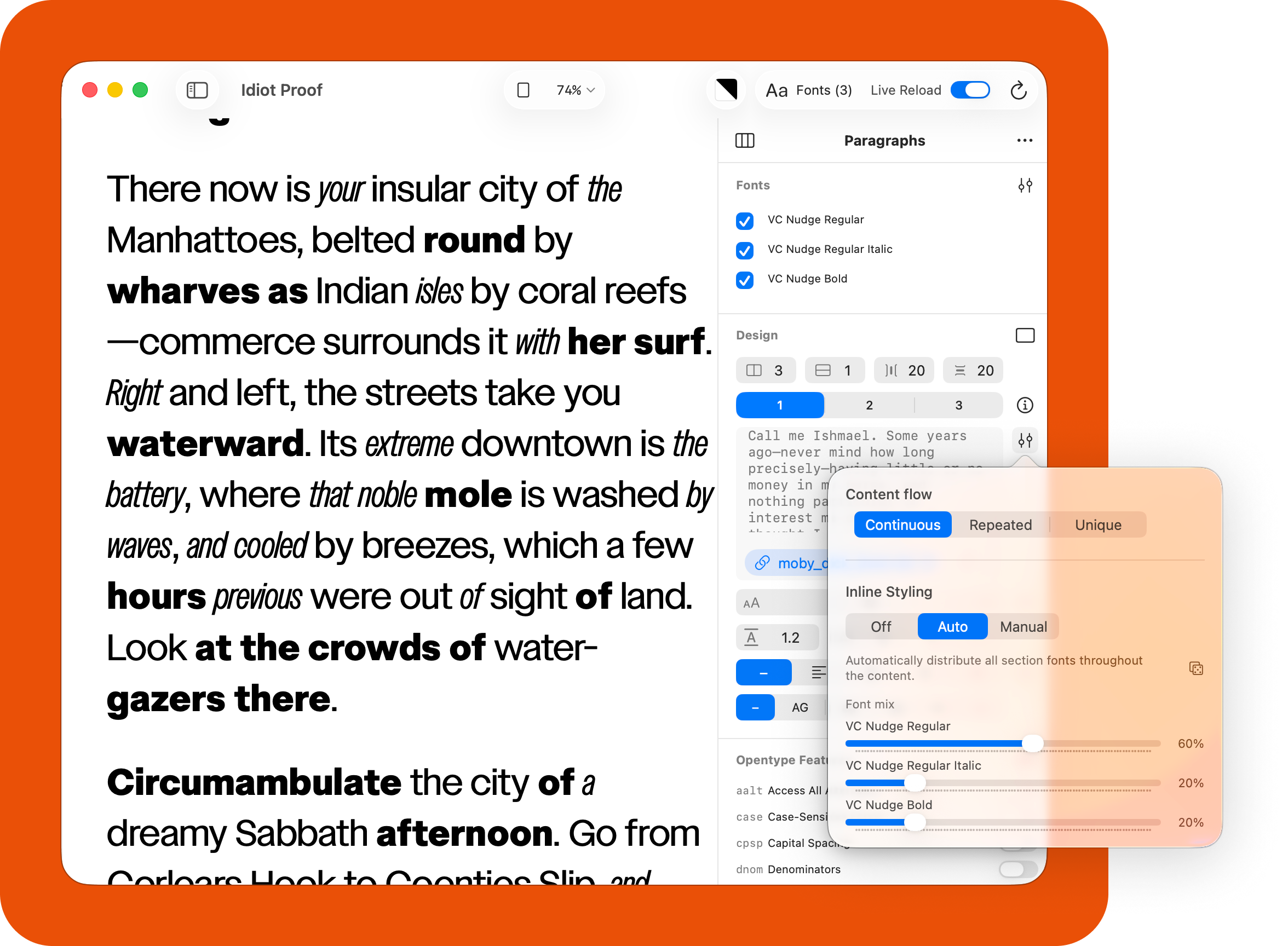 Inline font mixing in Font Proof